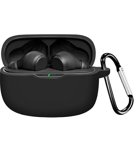 Silikon Schutzhülle Mit Karabiner Für JBL Vibe Beam / Wave 200TWS - Kratzfest, Stoßsicher, Schwarz