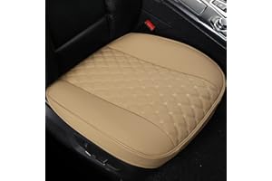 Black Panther Coprisedile per auto in pelle PU, bordo avvolgente completo, protezione inferiore del sedile anteriore (L 21,26 '' * P 20,87 ") (1 pezzo, beige)