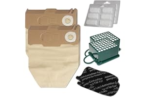 MOHMUS Juego de 12 bolsas de aspiradora + 12 piedras aromáticas + 2 filtros Hepa + 2 filtros de carbón para Vorwerk Kobold VK 130 131 SC - VK130, VK131 - FP 130 131 - con papel especial