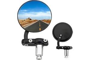 GOOFIT Espejo Retrovisor Moto 8mm Universal Manillar Vespa Redondo Enduro Homologados reemplazo para 50cc 70cc 90cc 110cc 125cc 150cc 200cc 250cc Scooter Cafe Racer Bicicleta Ciclomotor ATV Quad Negro