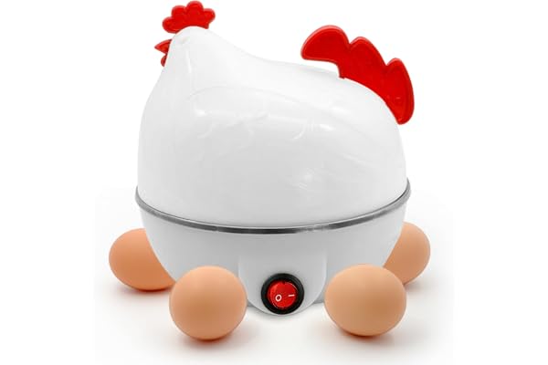 Fukamou Chaudière à Oeufs,Machine à œufs durs Rapide en Forme de Poulet, capacité de 7 œufs - Cuiseur à œufs à la Vapeur pour œufs pochés, Moyens et durs avec arrêt Automatique