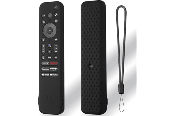 Oboe Silicone TV Remote Cover Compatible with Sony Bravia Smart Tv 2023 Voice Remote RMF-TX910U Remote Protective Cover with Lanyard (D-Black) Remote NOT Included