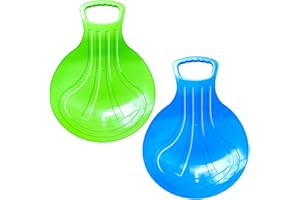 FILOEEX 2 Pcs Snow Sled Board with Handle, Kids Heavy Duty Snow Sledge, Disc Child Skiboard, Snowboard Sleds for Children Winter Outdoor Toys Play on Ice, Grass and Sand