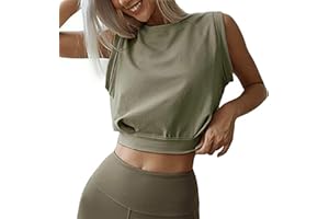 FFWTPY Damen Sport Tank Tops Ärmelloses Workout Crop Top Yoga Fitness Shirt Running T-Shirts Sommer Trainieren Lässig Oberteile Funktions Shirt