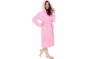 NY Threads Luxury Ladies Hooded Dressing Gown Super Soft Fleece Women's Robe Comfortable Loungewear and Nightwear