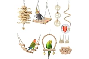 BBjinronjy Vogel-Papageien-Spielzeug, zum Aufhängen, 18 Stück, Vogelkäfig-Zubehör, Spielzeug, Barsch, Leiter, Kauspielzeug, Hängematte für Sittiche, Liebesvögel, Finken und andere kleine Haustiere