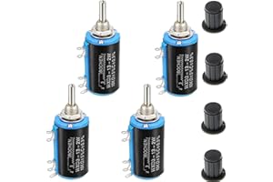 Youmile 4 uds WXD3-13-2W 10K Ohm Potenciómetro bobinado de múltiples vueltas Potenciómetro giratorio de 10 vueltas de alambre con perilla de núcleo de cobre de 4 MM