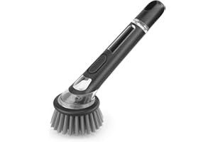 TEKONDA Spülbürste mit Spülmittelspender Geschirrbürste Multifunktionale Reinigungsbürste Bürste Küche Schwarz für Reinigung von Töpfen und Pfannen Küchenspülen