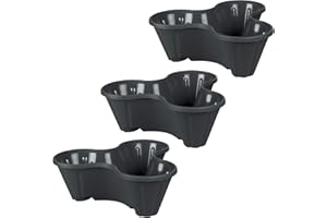 UPP Juego de macetas apilables I Macetero Triple para Patio, jardín, balcón I Torre de Flores, Plantas o Cultivos I Color Antracita (3 Piezas, 31 x 12 x 31 cm c/u)