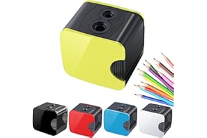 AXINYINGESS elektrischer anspitzer，Elektrischer Spitzer für Kinder Doppelloch elektrischer spitzer dicke und dünne stifte，Perfekt für Kinder im Büro oder zu Hause (yellow)