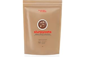 PharmaPower Slurpyoats Farina d’Avena Istantanea Integrale Gusto Crema di Cacao e Nocciola, Senza Glutine, Senza Lattosio e Senza Zuccheri Aggiunti, Vegana, 500 g