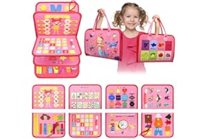 CLOMNPE Busy Board for Toddlers, Montessori Sensory Activities Car Airplane Travel Toys, Preschool Educational Learning Board for Fine Motor Skills Toddler Toys for 3-6 Year Old Kids Girls Gift (Mermaid)