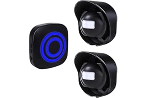 SiegenPro Alarma de Seguridad Timbre de Alarma inalámbrico con Sensor de Movimiento PIR Infrarrojo Detector ​de Timbre del Sensor Alarma para Entrada del Puerta Casa Tienda y Oficina (Negro, 2S + 1R)
