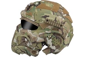 AQ zxdc Casco Tattico Protettivo Integrale, con Maschera per Cuffie, Occhiali, Ventola per L'appannamento, per Softair Paintball