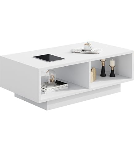 vidaXL - Rechthoekige Salontafel met LED - Wit - Bewerkt hout - 90x50 cm