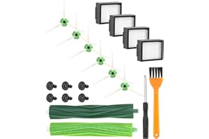 Pièces accessoires de Remplacement aspirateur pour iRobot Roomba, Kit Compatible série et i E5 E6 i7 i7+ i3 i3+ i4 i4+ i6 i6+ j7 j7+ i8 i8+,4 filtre,6 brosses latérales, 1 jeu de brosses en caoutchouc