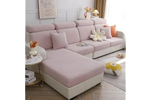 ‎TOPCHANCES TOPCHANCES Sofa Sitzkissenbezüge - Universal Stretch Sofa Schonbezüge Couch Sitzbezug L-Form, Weich Sofasitzbezug Couch Chaiselüberzüge, Sofa Kissenschutz Bezüge (Rosa Weizen)