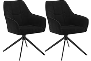 ‎WOLTU WOLTU Esszimmerstühle drehbar 2er Set, für Esszimmer Wohnzimmer Küche, Küchenstühle gepolstert mit Armlehnen, Metallbeinen, aus Chenille & Cord, Schwarz