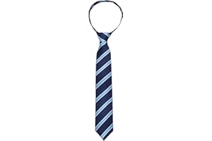 Alizeal Boys 15inch Tartan Stripe Pre-tied 6cm Zipper Skinny Necktie for Kids School Tie for Age 8-14