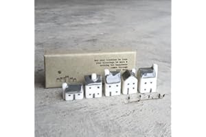 East of India Porcelain Mini Houses Gift, Street in a Box, Inspirational Keepsake Gift, Boxed Thinking of You Gift, Happiness Gift, Small Porcelain Houses