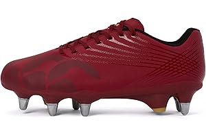 Canterbury Adults Unisex Stamped Ground Break Team Soft Ground Rugby Boots Red Dahlia