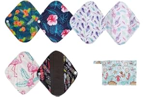 Lot de lingettes menstruelles réutilisables et imperméables en charbon de bambou - Débit régulier - Débit lourd (protège-slips)