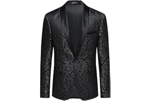 Allthemen Blazer Casual di Lusso da Uomo Slim Fit Paisley Floral Jacquard Suit Giacche Cappotti Eleganti Giacche Chic