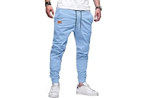 TARAINYA Pantaloni Uomo Cotone Jogging Chino Cargo con Tasche Laterali Coulisse Vita Elastica Casual