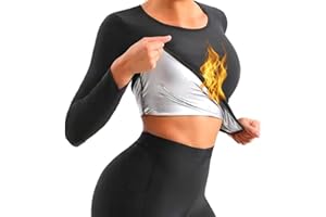 NANO HERTZ Top Maniche Lunghe Maglietta Sauna Dimagranti Canotta Snellente Sudorazione Anticellulite Sportivi Tuta per Sudare Palestra Fitness Corsa Yoga Donna