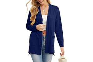 PrinStory Womens Lightweight Cardigan Long Sleeve Open Front Cardigans V Neck Lightweight Outerwear with Pocket