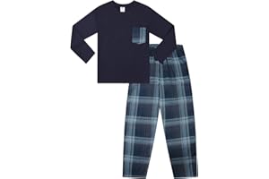 ThePyjamaFactory Pyjama long à carreaux bleu marine pour enfants
