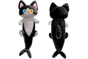 PEDEIECL Lovely Plush Shark Cat Doll Cute Cartoon Soft Stuffed Shark Kitten Pillow Long Throw Sleeping Pillow Doll Toy Gift for Kids Girlfriend (black, 80cm)