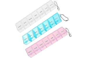 Lanzn 3 Packs Medical Weekly Pill Box, Day Tablet Box Organiser 7 Day Pill Storage Case Reminder Pill Box Dispensers Am Pm Pill Container Separate Dosset Box for Medicines