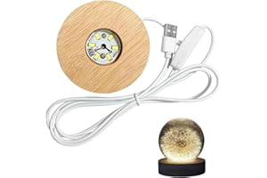 CHEDIN DIY Runde Silikon Form Holz LED Lichtsockel, LED Lichter Display Basis, runder Displaysockel für DIY Acrylplatte Decorative Ornament Kristallstatuen, Glaskugel (Warmes Licht.)