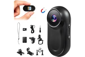 Mini Action Cam mit 64G Speicherkarte, 1080P HD und 130° Weitwinkel, Tragbare Kabellose Magnet Actionkamera Helmkamera Bodycam Haustier Kamera für Outdoor Sportarten, mit Multifunctional Accessories