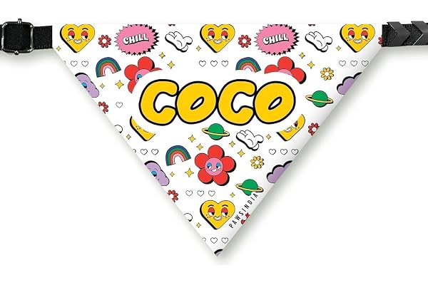 PawsIndia Dog Bandana with Collar Small Medium Large Dogs & Cats 100% Adjustable with Buckle Stretchable Fabric Graphic Print