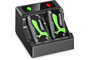YCCTEAM Batterie ricaricabili a ricarica rapida da 2800 mAh con caricabatterie per controller wireless Xbox One/Xbox Series X|S Xbox One S/Xbox One X/Xbox One Elite, indicatore LED