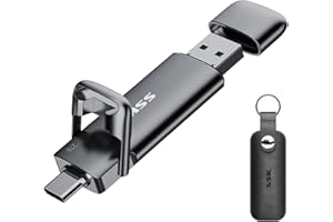 SSK Zewnętrzny dysk SSD USB C 2 TB, ekstremalnie szybki dysk SSD z prędkością do 550 MB/s, Dual-USB typu C + USB A, USB 3.2 gen. 2, pamięć do telefonów z systemem Android, laptopów, tabletów, Mac