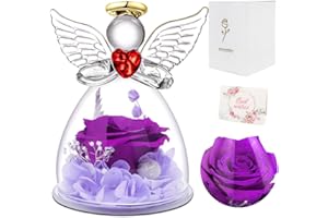CEWROM Ewige Rose Angelo Cupola di vetro, regalo per mamma, figlia e angelo fatto a mano, regalo per donne, San Valentino, festa della mamma, compleanno, mamma, moglie, figlia, nonna, viola