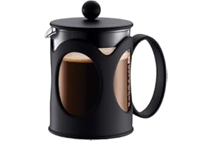 Bodum Kenya Cafetière à Piston - 500ml / 4 Tasses - Cafetière Manuelle en Verre Borosilicate et Inox - Passe au Lave-Vaisselle - Fabriquée au Portugal