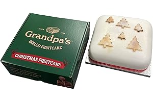 Bizzibeans Iced Christmas Fruit Cake – 8” Square- Luxurious & Moist Brandy-Soaked Xmas Fruitcake – Serves 24 – Approx 2.4KG