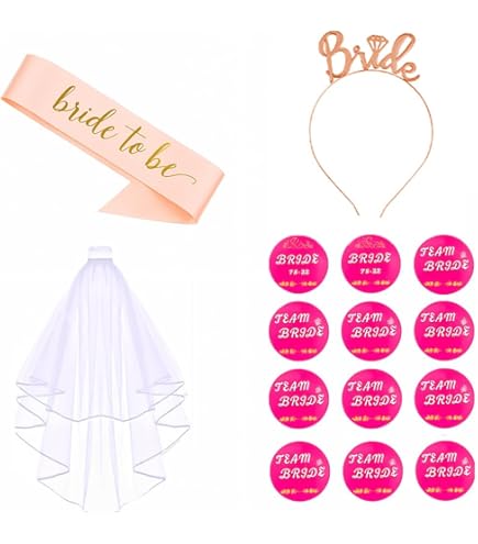 Rmeet Velo Da Sposa Bride To Be Fascia,Bianco Velo Sposa Con Pettine + Oro Bride To Be Satin Sash Per Festa Nozze Hen Party Matrimonio Accessori - Foto 7