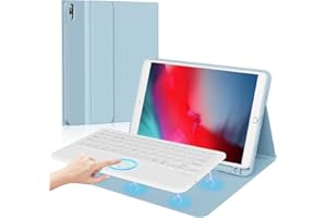 GAOEEIN Tastiera con Custodia per i-P-a-d 9 Generazione 10.2 con Touchpad 3 Canali BT 7 Colori di Retroilluminazione, Tastiera i-P-a-d 9/8/7/i-P-a-d Air 3/i-P-a-d Pro 10.5(Blu)