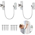 Xelparuc Window Restrictor Locks, 2Pcs Professional UPVC Window Restrictor Locks, Child Baby Safety Security Wire Catch with Screw Keys Safety