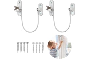 KODAA Xelparuc Window Restrictor Locks, 2Pcs Professional UPVC Window Restrictor Locks, Child Baby Safety Security Wire Catch with Screw Keys Safety