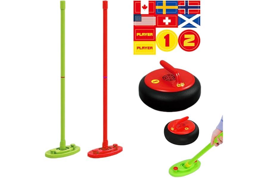 TAYSTE Curling Toy | Competitive Curling Game Outdoor | Ice Curling Equipment Electric Light Children's Indoor And Outdoor Sports Curling Parent-child Team