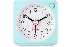 JISILE Réveil analogique, réveil de Voyage analogique Classique avec Fonction Snooze et lumière, Mini réveil, Taille compacte, réveil sans tic-tac, Mouvement à Quartz Silencieux