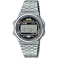 Casio A171WE-1A Standard Vintage Watch, Unisex, Classic, Quartz, Digital, Metal, Silver, Black