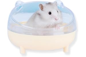 Meow&Woof Pojemnik do kąpieli z piaskiem dla chomika, duża piaskownica, toaleta myszoskoczka, wanna, mała szynszyla, pojemnik na piasek, do klatki dla chomika akcesoria, 15 cm, żółty