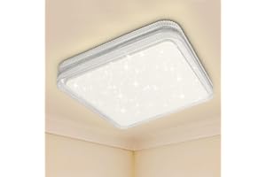 EXTRASTAR 24W LED Ceiling Light, 2600LM, 157W Equivalent, 4200K Natural Light Glaze Star Point Style Square Modern Ceiling Lights for Living Room, Bedroom, Kitchen, Balcony, Office and More